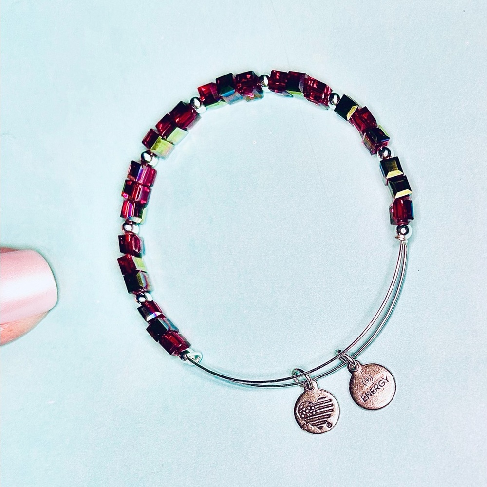 Swarovski Crystal Bracelet w/Silver Charms +Energy Adjustable Alex & Ani USA 🇺🇸